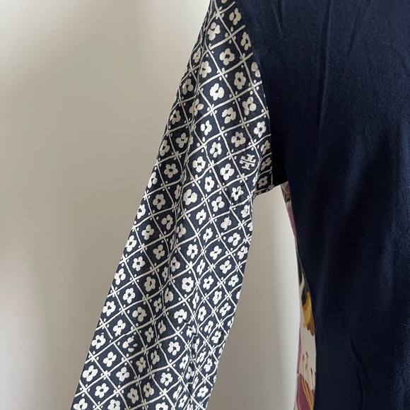 Tory Burch - Blue, Pink & Cream Floral Long Sleeve Shirt - Picture 4 of 9